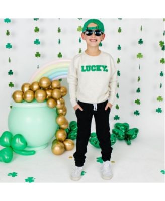 Big Boys Lucky Varsity Patch St. Patrick's Day Sweatshirt