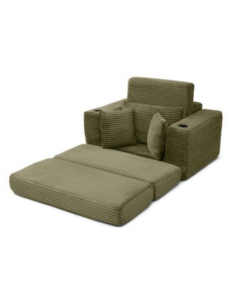 52.4" Boneless Chaise Lounge Indoor Oversized Cloud-Like Cozy Modular 3-in-1 Sofa Bed, Green