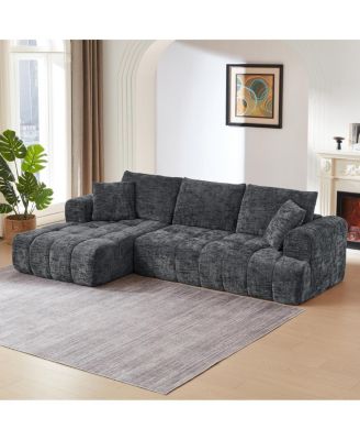 Chenille L-Shape Luxury Sectional Oversized Sofa, Minimalist Design, Comfy Sleeper Couch