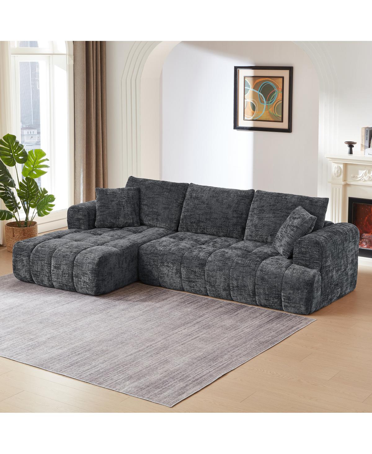Streamdale Furniture Chenille L-Shape Luxury Sectional Oversized Sofa, Minimalist Design