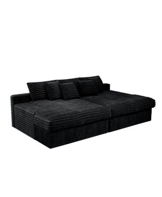  Modular Sectional Sofa Seat, Upholstered Couch for Living Room, Black