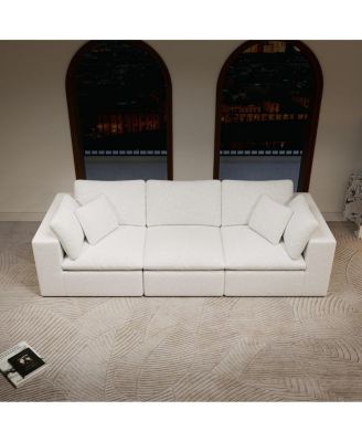  Modular Sectional Sofa Seat, Upholstered Couch, No Assembly, 3PC Free Combination, White