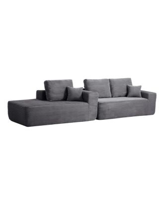 104" Cloud Sectional Sofa with L-Shape Chaise & Side Pockets, Gray, Left-facing