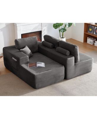 104" Cloud Sectional Sofa with L-Shape Chaise & Side Pockets, Gray, Left-facing
