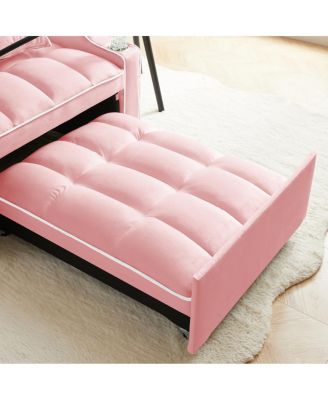 Sofa Bed Convertible Sleeper Chair, Adjustable Pull Out Folding Sofa Bed (Pink)