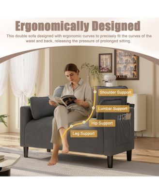 Streamdale 48" Corduroy Loveseat Couch with Cushions & Side Storage