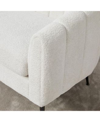 Streamdale 50.2" Wide Upholstered Chenille Loveseat Accent Couch, Modern Glam Settee with Metal Legs, Ivory