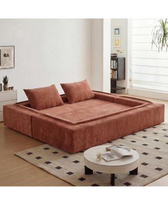 Streamdale Orange Sofa Bed with Rectangle Pillow and Cushions