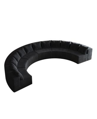 Corduroy Curved Sectional Foam Sofa with 12 Pillows & Six Modules
