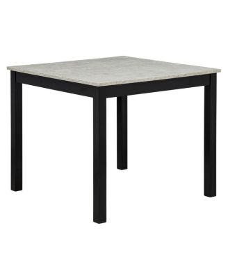 5-Piece Dining Set with Concrete-Effect Melamine Tabletop, Modern Wooden Dining Table Set, Gray&Black