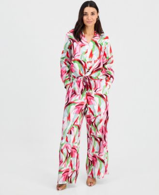 Petite Printed Wide-Leg Pants