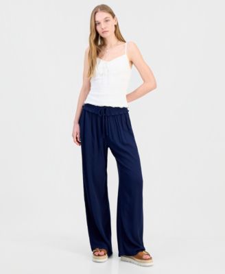 Juniors' Smocked-Waist Soft Pants