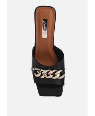 Womens hotshot mid heel chain detail sandals