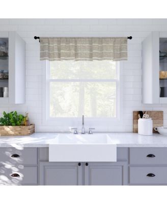 Twill Stripe Anti-Dust Linen Blend Sheer Cafe Curtain Valance