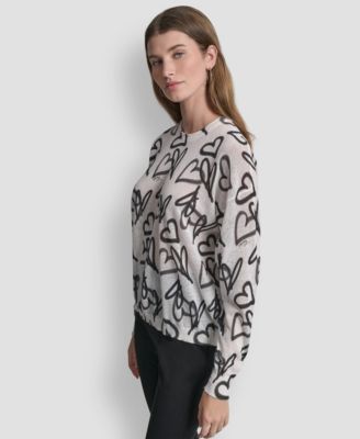 Women's Long-Sleeve Printed Crew Neck Sweater