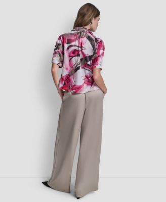 Women's Geometric Print Collared Shirt