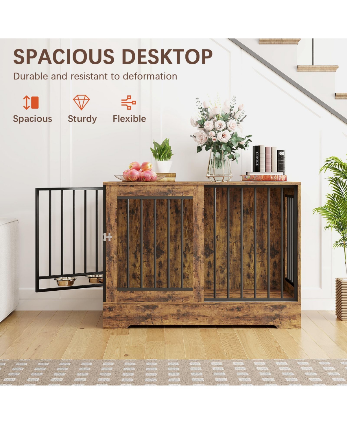 Furniture Style Dog Crate End Table with Dual Doors for Dogs