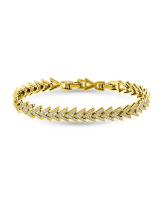2 1/10 ct. t.w Micro Pave Cubic Zirconia Stones Chevron Design Pattern Link Bracelet