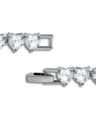 7mm Heart Cut Cubic Zirconia Stones with 7mm Pink Center Cubic Zirconia Stone Bracelet, Created for Macy's