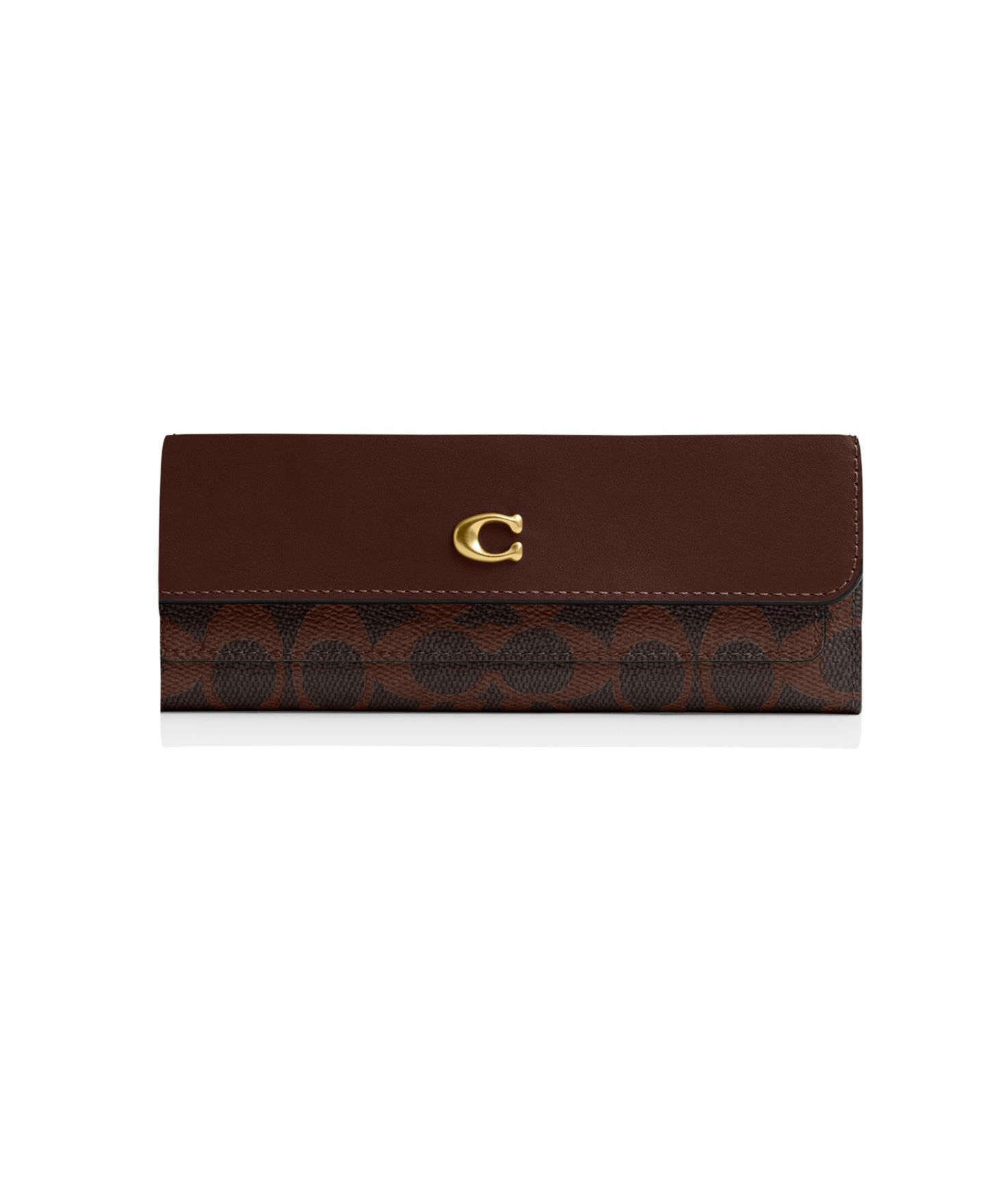 Женский кошелёк COACH Mila Signature Coated Canvas Long Flap Wallet, цвет: Латунный / Кленовый — фото 1