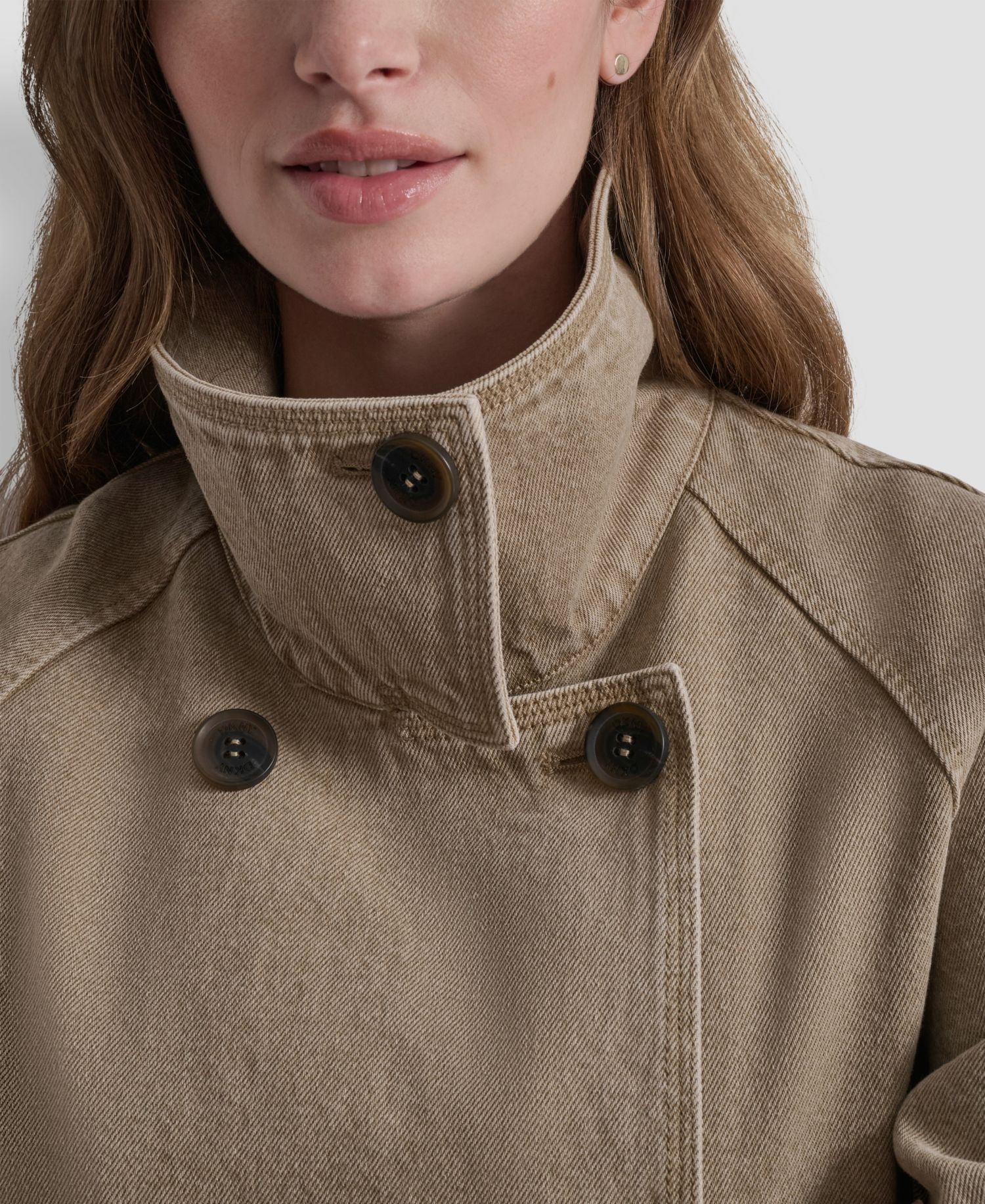 Women's Denim Double Breasted A-Line Coat