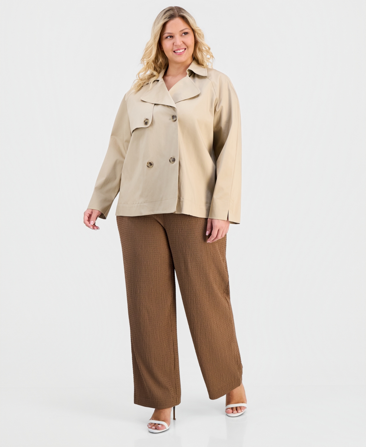 Anne Klein Essentials Plus Double-Breasted Blazer