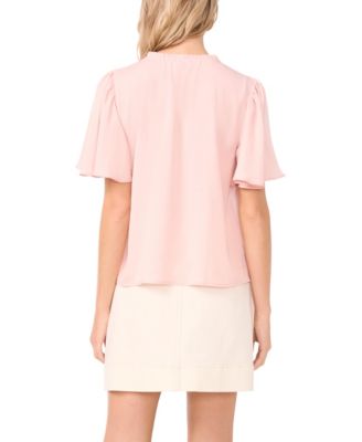 Women's Tie Neck Short-Sleeve Blouse