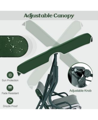 LUCKY ONE 3 Seat Outdoor Patio Canopy Porch Swing with Cushioned Steel Frame