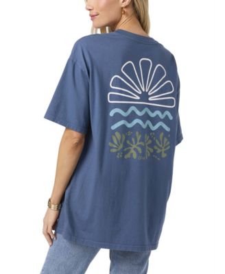 Juniors' Horizon Graphic Print Crew Neck Oversized T-Shirt