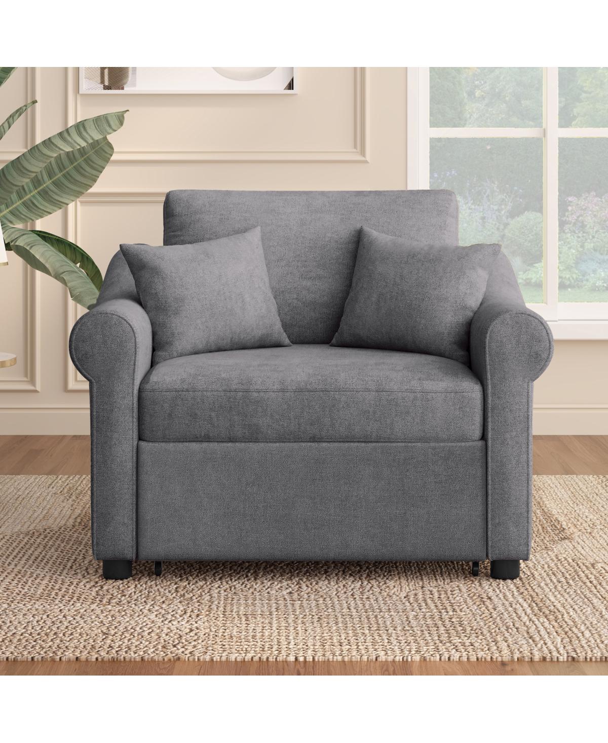 Streamdale Furniture Chenille Convertible Sleeper Chair with Adjustable Backrest