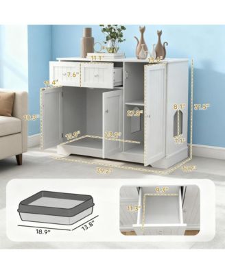 39"×18"×31.5" Cat Litter Box Enclosure with Drawers