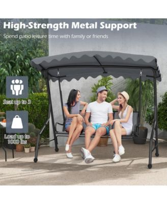 LUCKY ONE 3-Seat Outdoor Porch Canopy Swing with Adjustable Shading