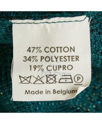 Womens Teal Green Floral Intarsia Lurex Knit Top