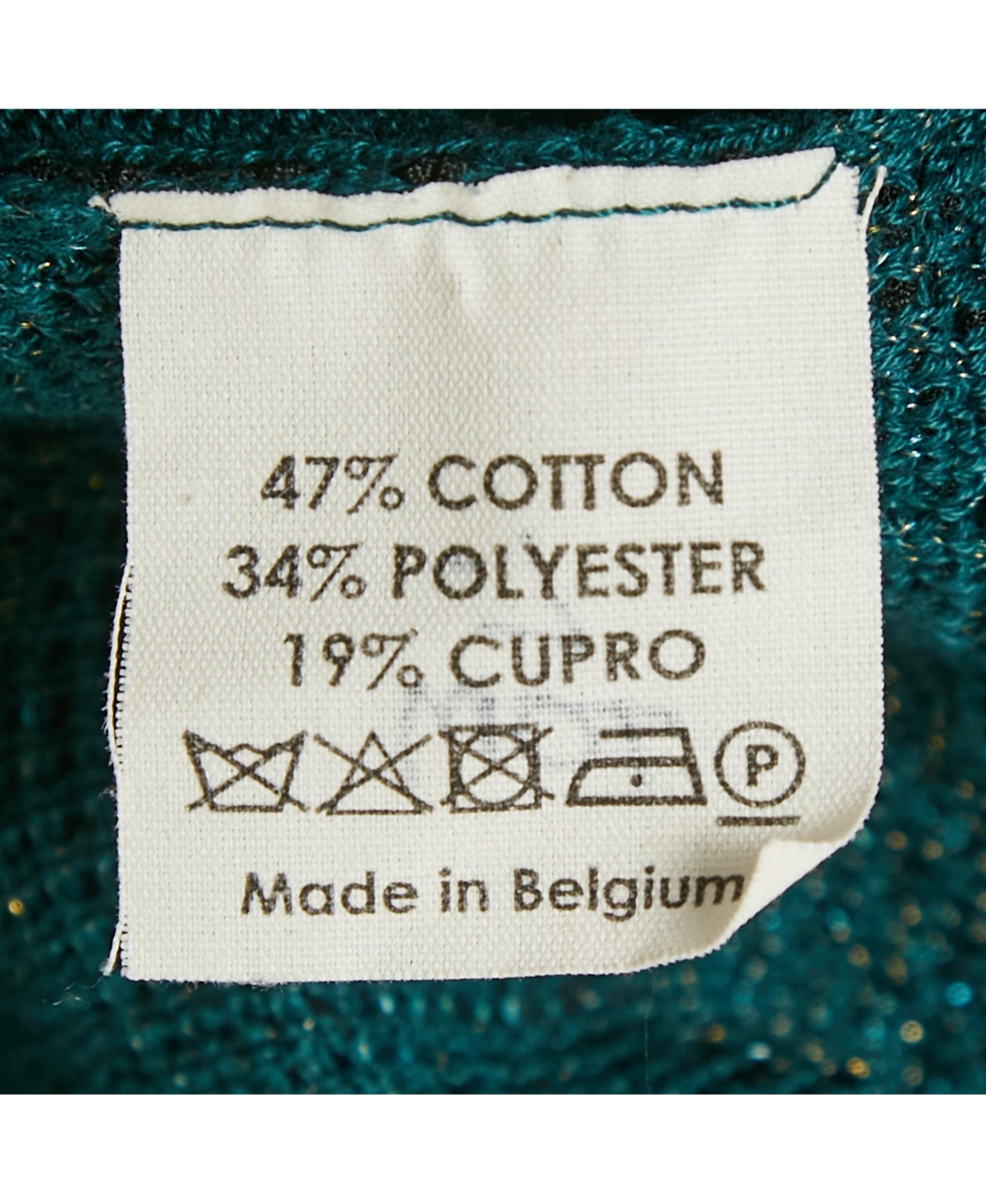 Pre-Owned Dries Van Noten Womens Teal Green Floral Intarsia Lurex Knit Top