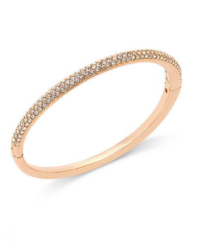 Danori Rose Gold-Tone Pavé Hinged Bangle Bracelet, Only at Macy's