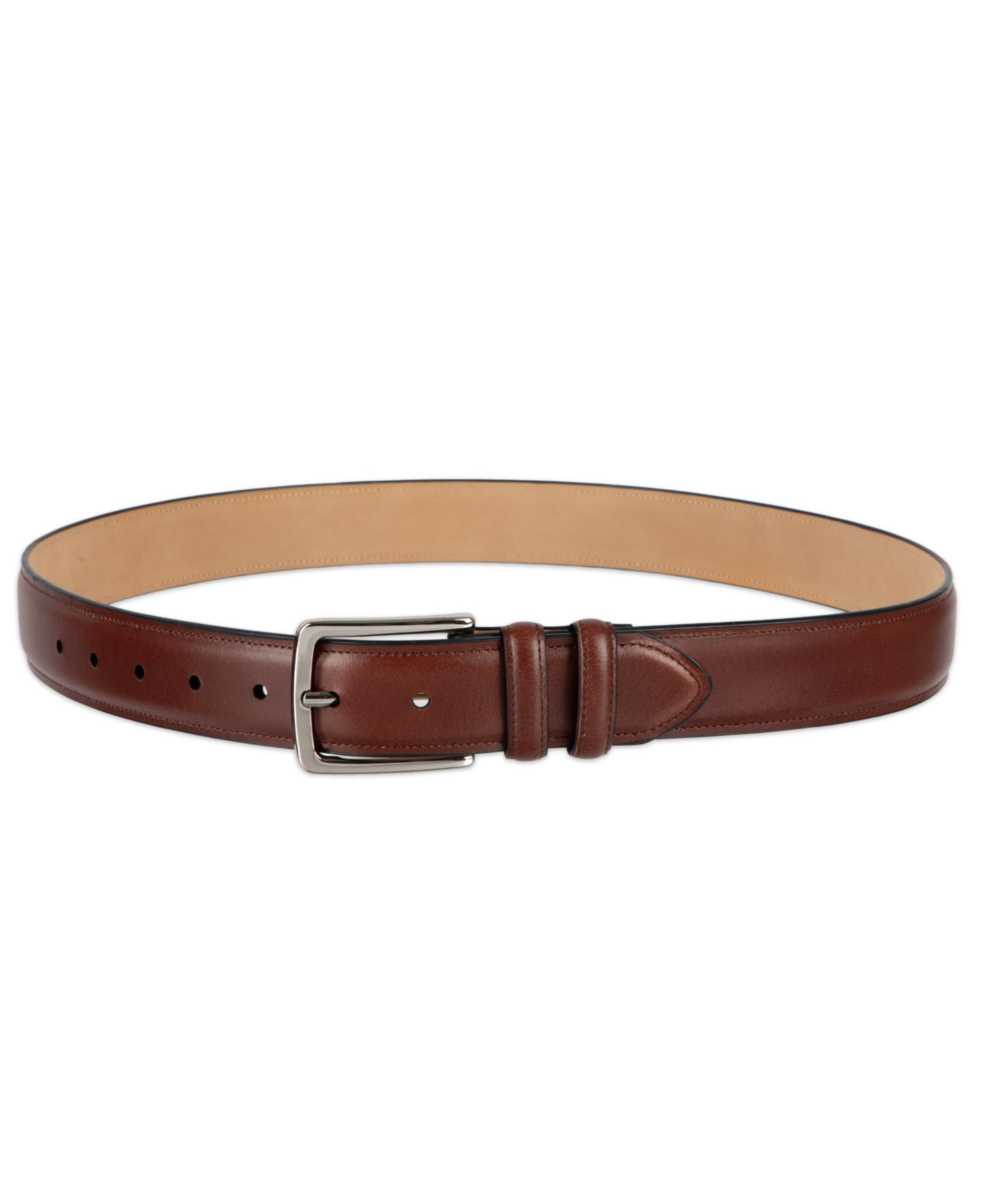 Мужской ремень Club Room Luxury Drop Edge Stitched Leather Belt, цвет: Коричневый — фото 4