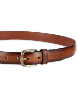 Luxury Classic Feathered Edge Leather Dress Belt