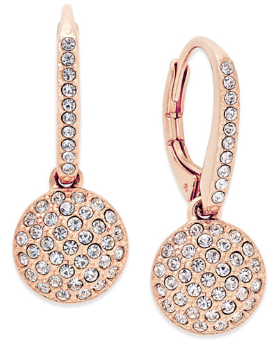 Danori Rose Gold-Tone Pavé Disc Drop Earrings, Only at Macy's