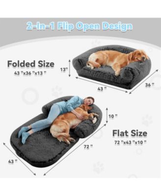 71" Extra Large Dog Bed for People - Foldable Plush Sofa for You & Pet