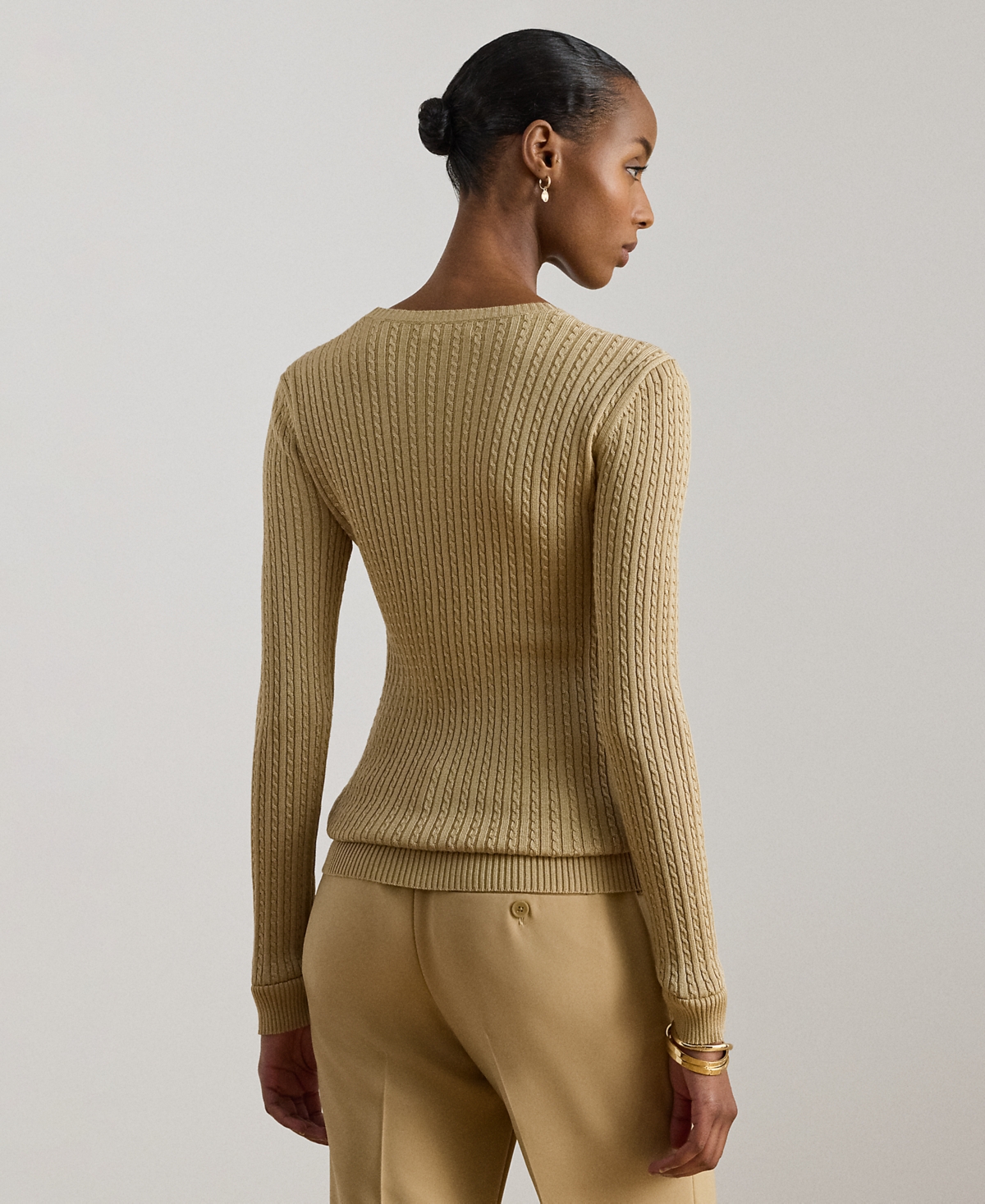 Lauren Ralph Petite Mini-Cable Knit Crewneck Sweater
