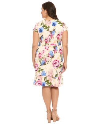 Plus Size Ruffle Skirt Printed Dress