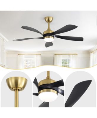 52-inch Modern Gold 5-Blade Ceiling Fan with LED Light and Remote Control