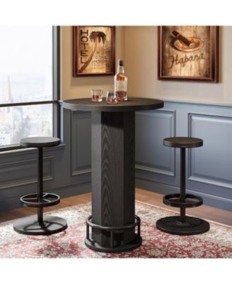 3Pc Metal Industrial Bistro Set with Round Pub Table and 2 Barstools