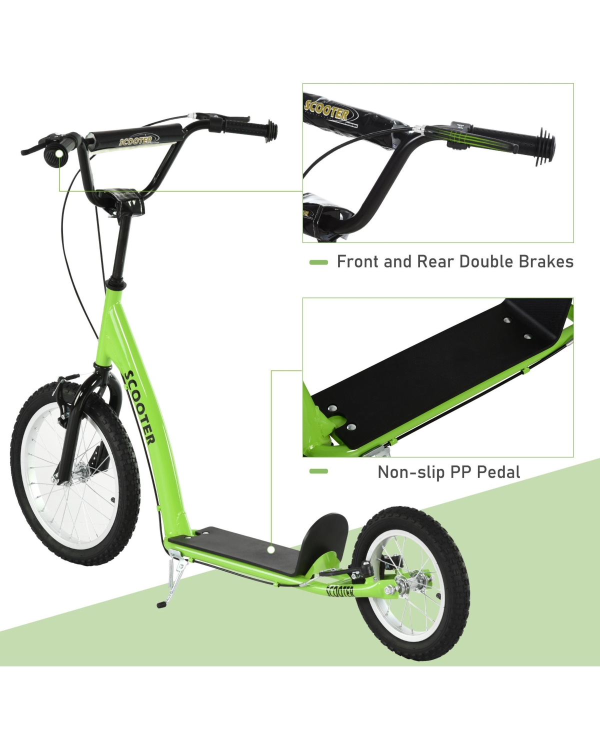 Hongge Adjustable Kick Scooter with Dual Brakes Steel Frame for Kids and Teens