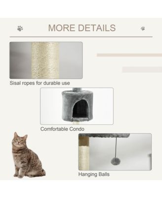 85.5" Gray 4-Tier Floor-to-Ceiling Kitty Activity Center