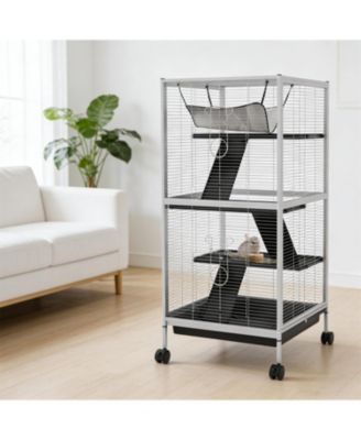 Spacious Rolling Cat Hutch - Mobile Outdoor Wooden House & Shelter