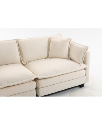 Modern 78.74" Sectional Sofa with Waist Pillows and Chaise Lounge