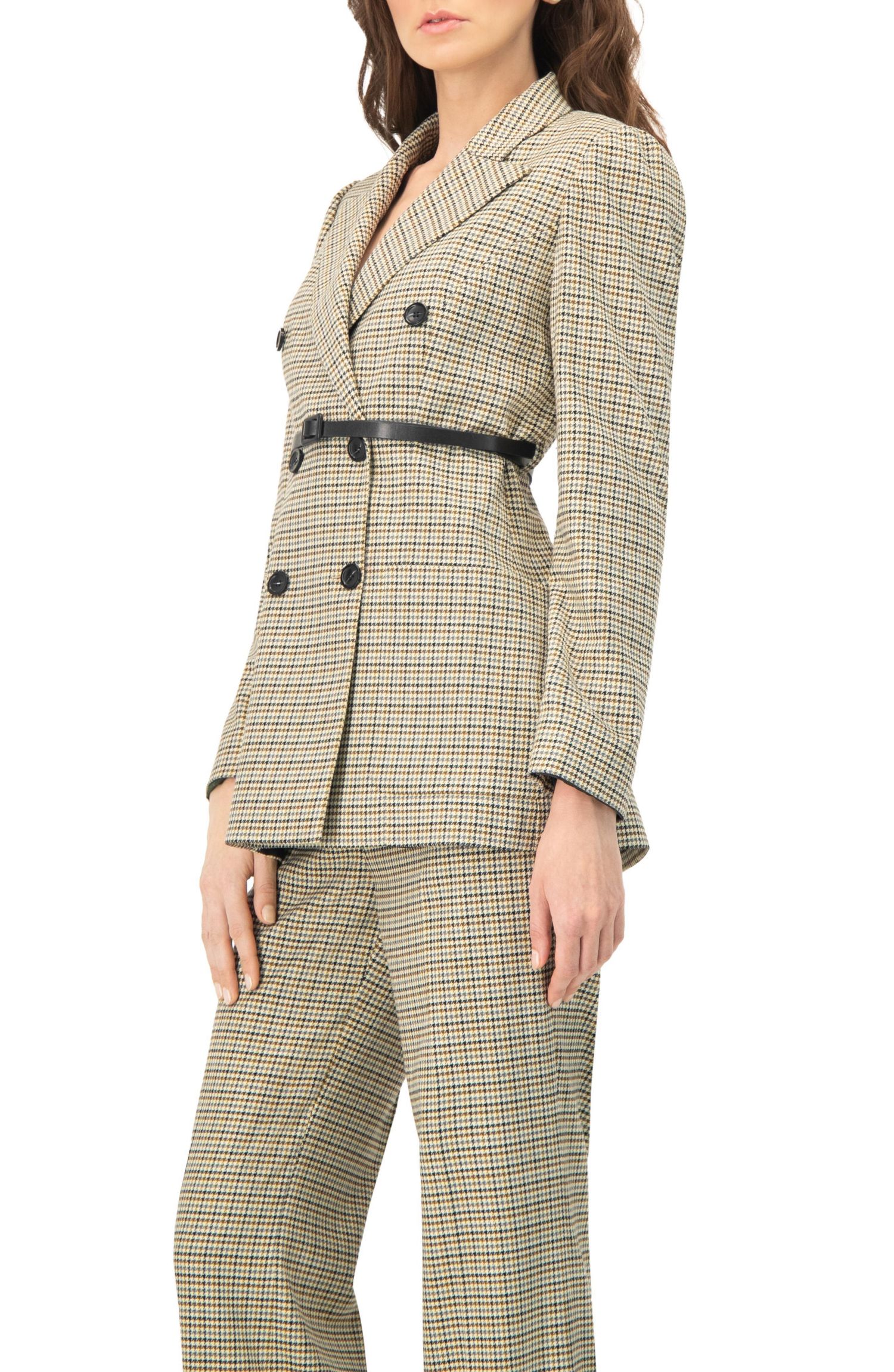 Women's Double-Breasted Checkered Blazer
