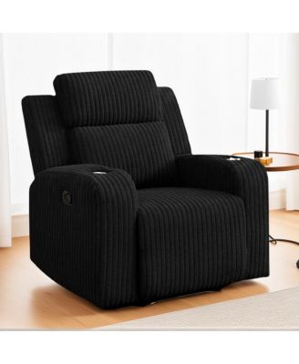 Recliner Sofa Couch 1-Seater, Manual Faux Fur, Cup Holders