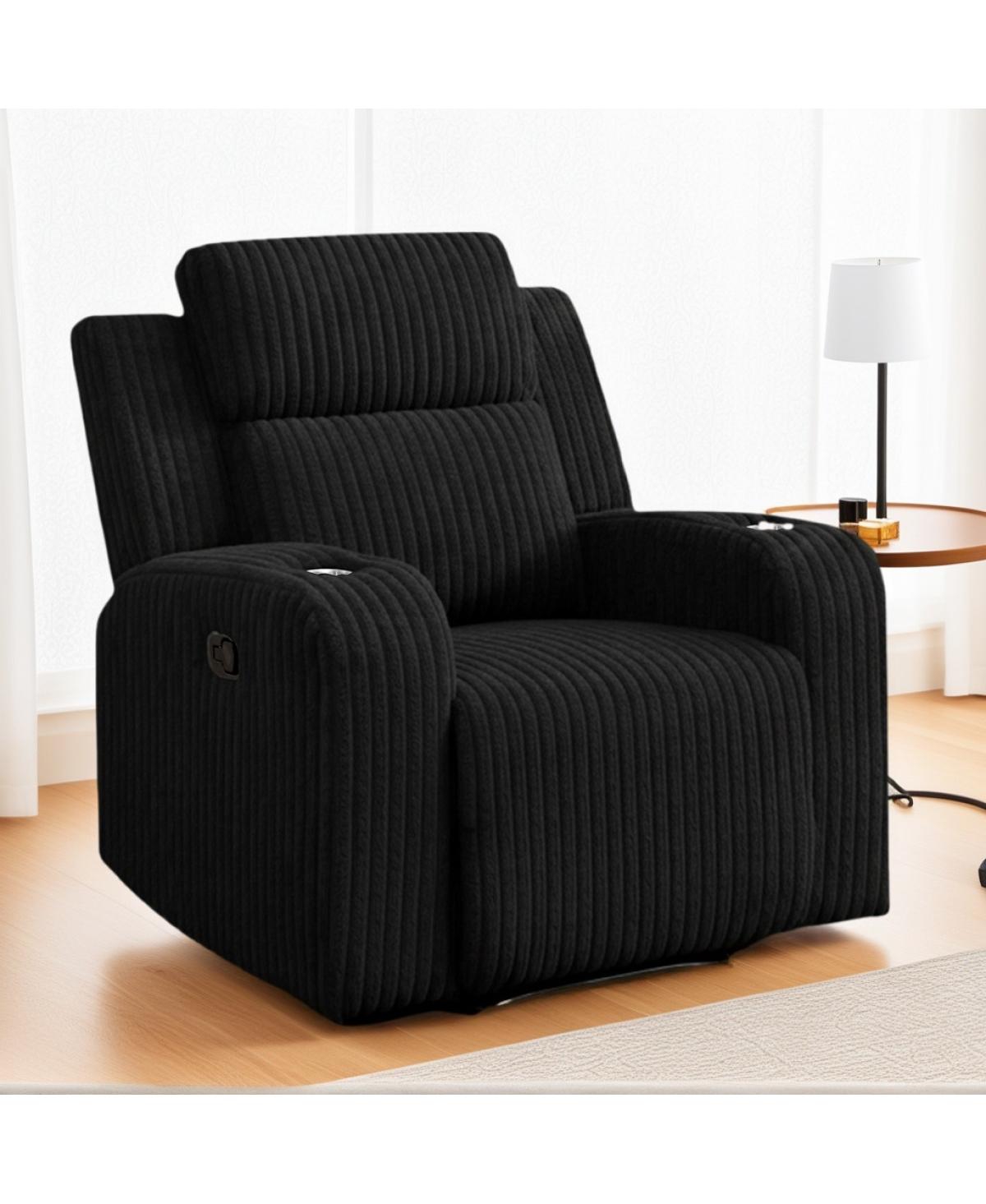 Streamdale Furniture Recliner Sofa Couch 1-Seater, Manual Faux Fur, Cup Holders